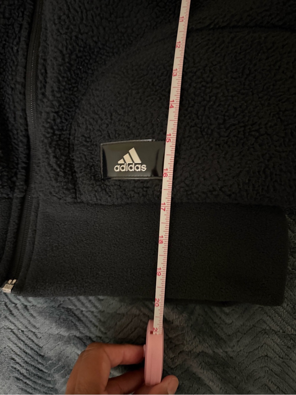 Adidas Black Teddy Sherpa Zip Fleece Jacket - Picture 10 of 10